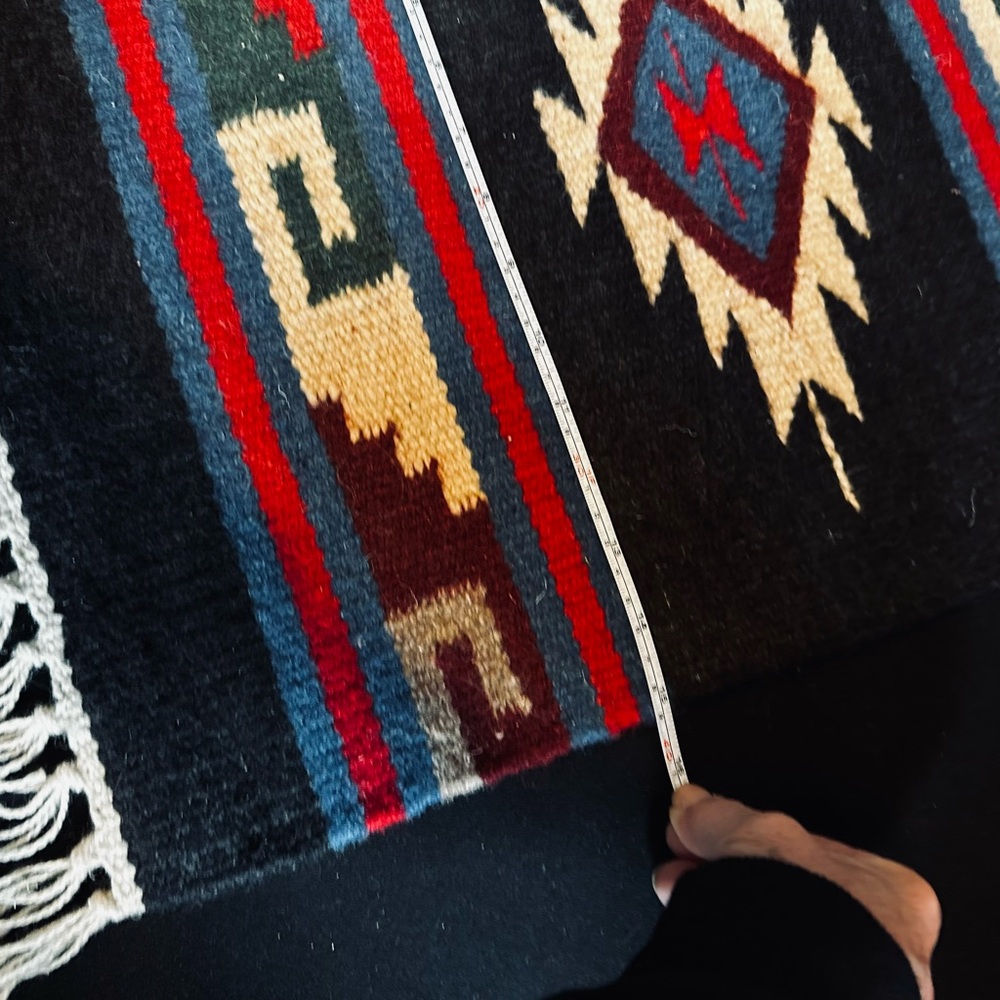 Unique Vintage Black and Red Geometric Rug - Picture 4 of 6